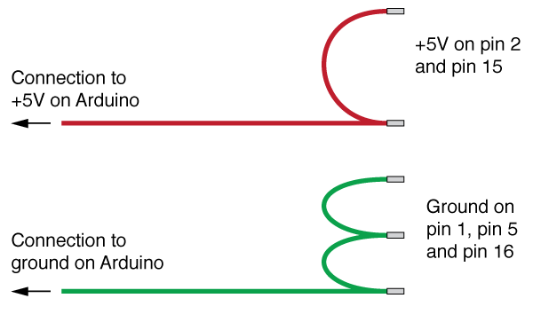 Schematic of jumper connections for ground and power