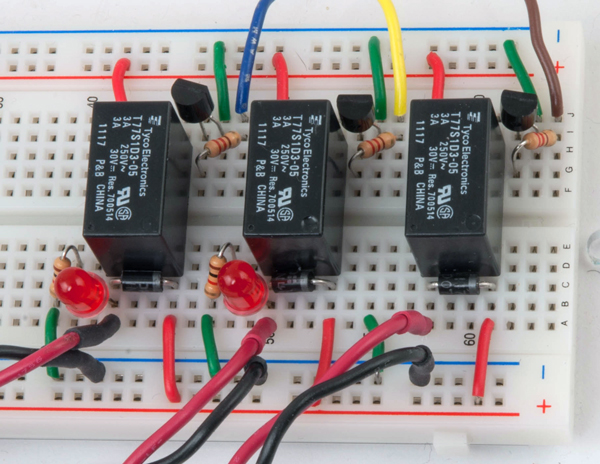Contact side of relays in the solenoid control circuit