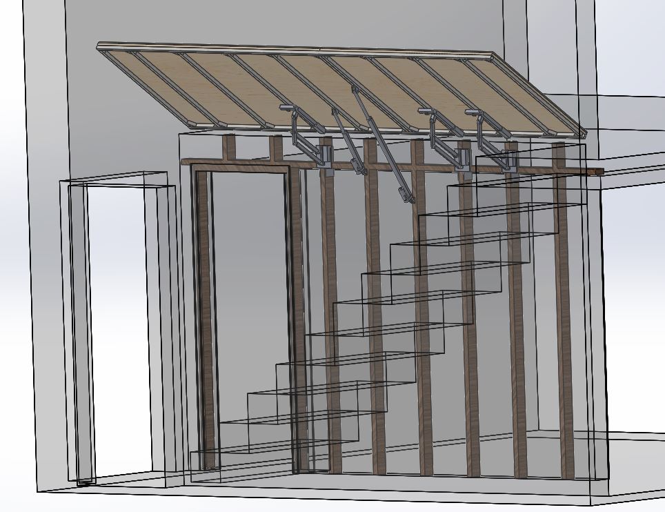 The Solidworks model of the final installation space with movable hatch in place.