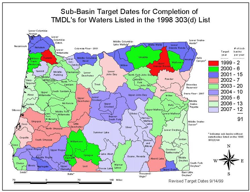 TMDL Target Dates Map