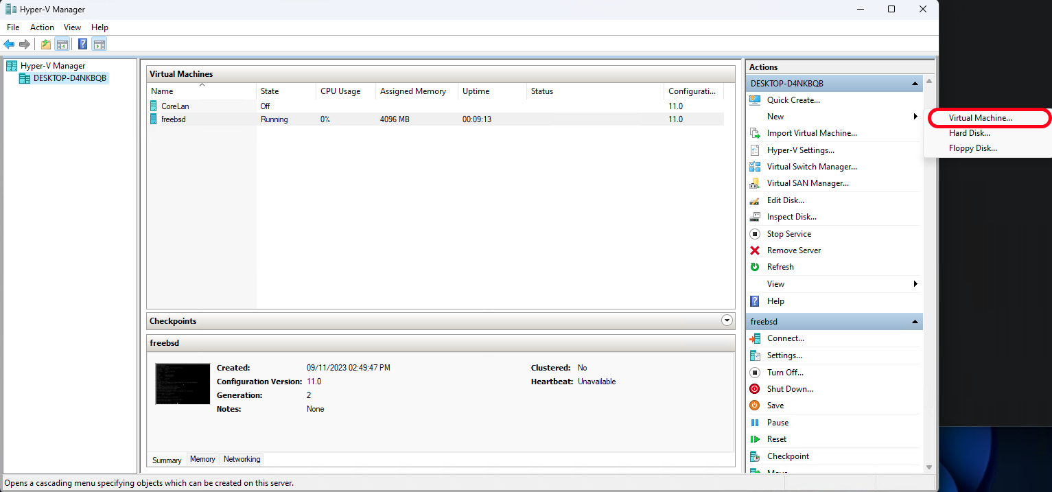 Hyper-V New Virtual Machine Wizard welcome screen