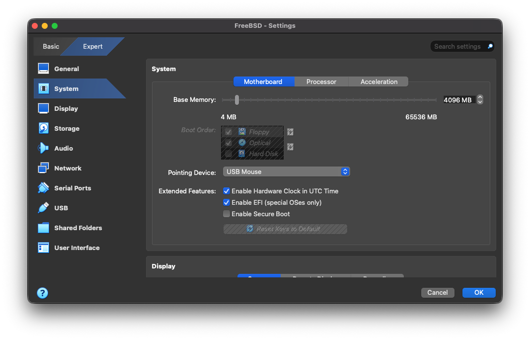 System settings