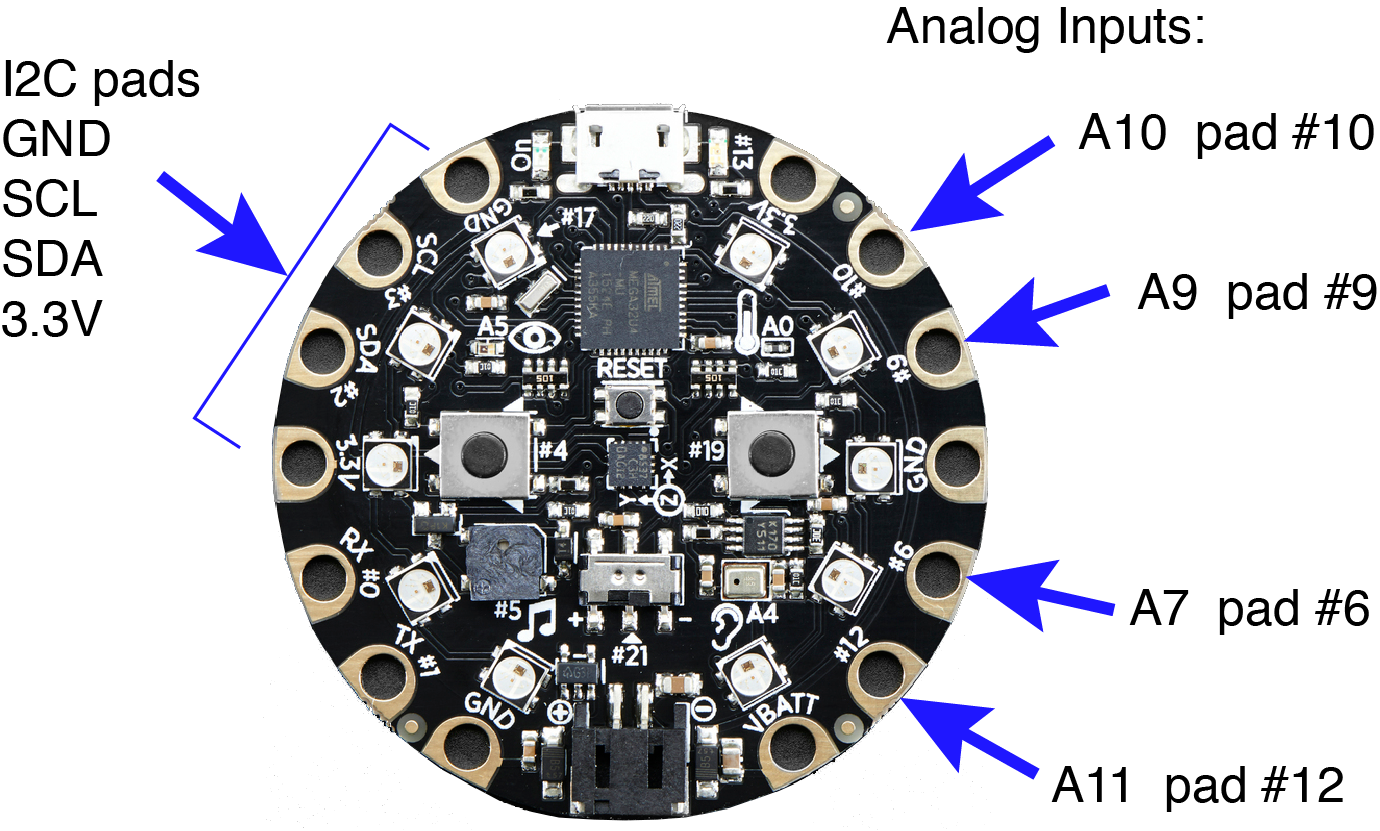 Circuit Playground sensor input pads