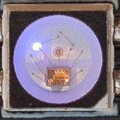 Close-up of NeoPixel showing blue
