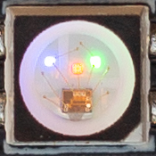 Close-up of NeoPixel showing white