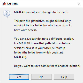 Error message about saving the path