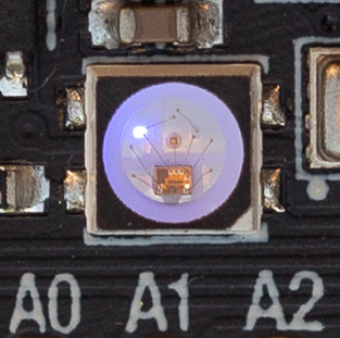 Close-up of NeoPixel showing blue